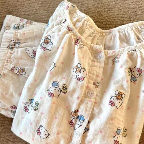 新品！2025可爱猫猫纯棉双层纱布可爱宽松韩版家居服睡衣套装