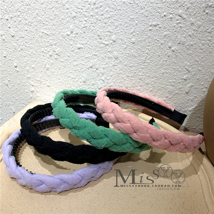 韩国进口麻花辫子糖果色发箍带齿防滑洗脸外出头箍甜美少女发卡子
