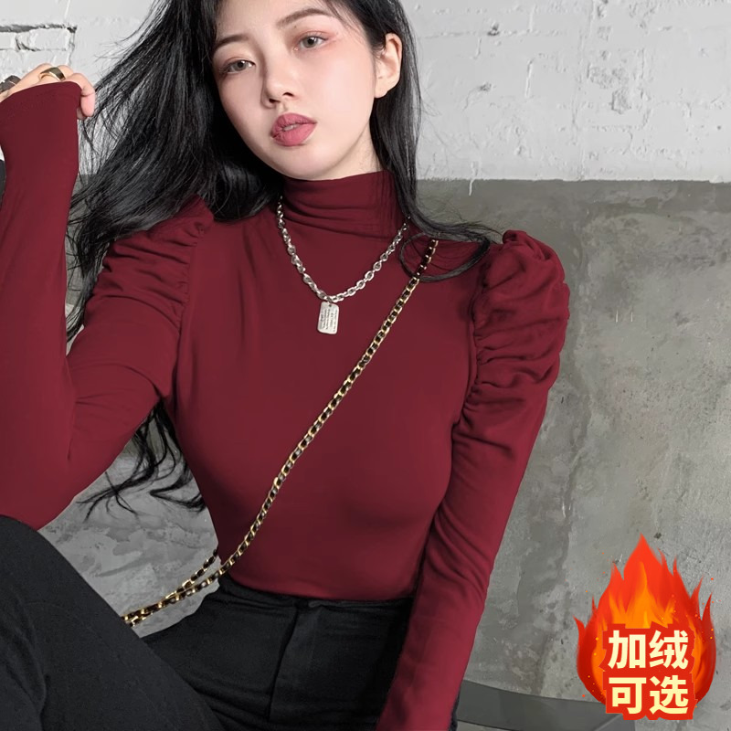 秋冬装半高领内搭打底衫女