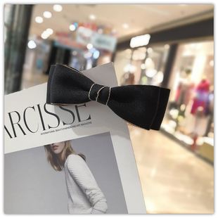 包邮原创韩版简约手工蝴蝶结布艺头饰发夹女学生黑色小清新发卡子