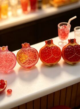 卡通仿真大号透色半剥石榴微缩水果食玩树脂配件DIY钥匙扣挂件