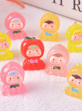 新款微景观水果娃娃树脂摆件可