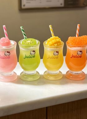 卡通夏日果汁杯饮料杯仿真饮品杯食玩摆件钥匙扣挂件DIY饰品配件