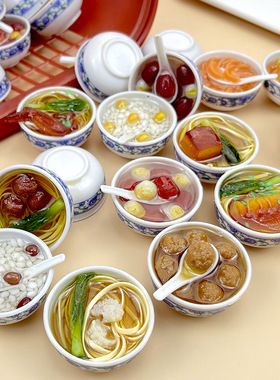 解压发泄情绪盲袋食物工艺品4cm大碗面条模型儿童食玩饰品