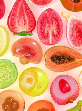 夜光花式半切杨梅荔枝水果萌粒 diy装饰品盲袋配件车载桌面小摆件