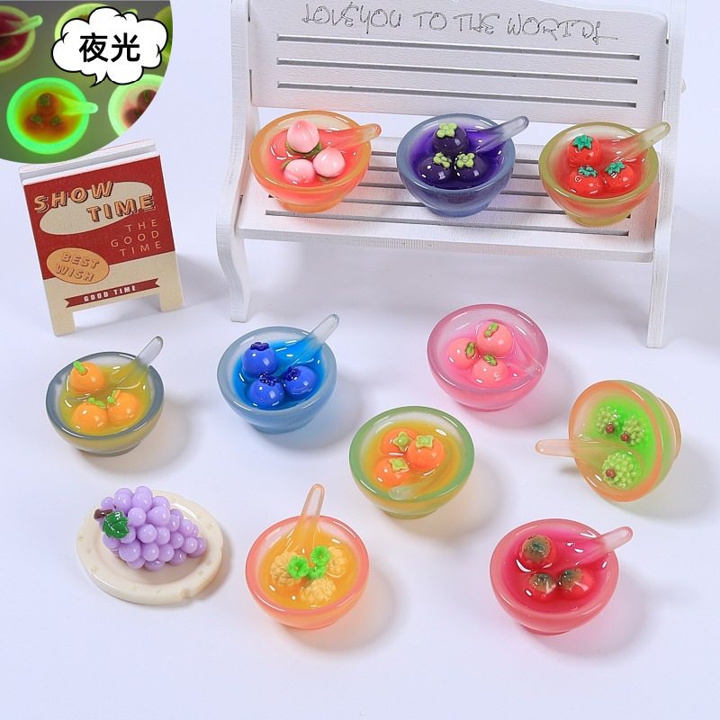 树脂配件小清新卡通手工diy奶油胶饰品创意小摆件夜光立体草莓碗,家居饰品,桌面摆件,淘宝优惠券,粉丝福利购,淘宝优惠卷