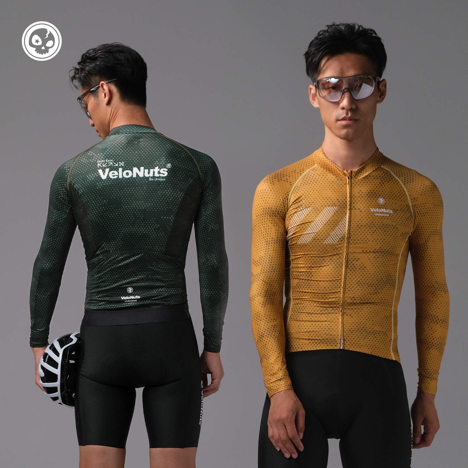 VNS小骷髅长袖骑行服夏季防晒男款山地公路自行车上衣「鬣蜥」