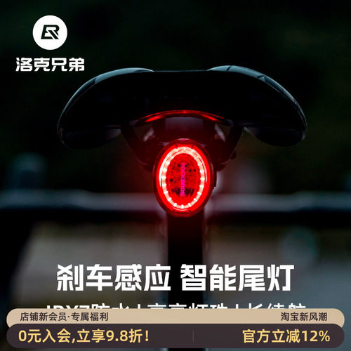 洛克兄弟自行车尾灯智能刹车感应