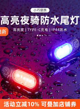 洛克兄弟自行车灯尾灯夜骑行警示灯山地公路车背包灯便携充电配件