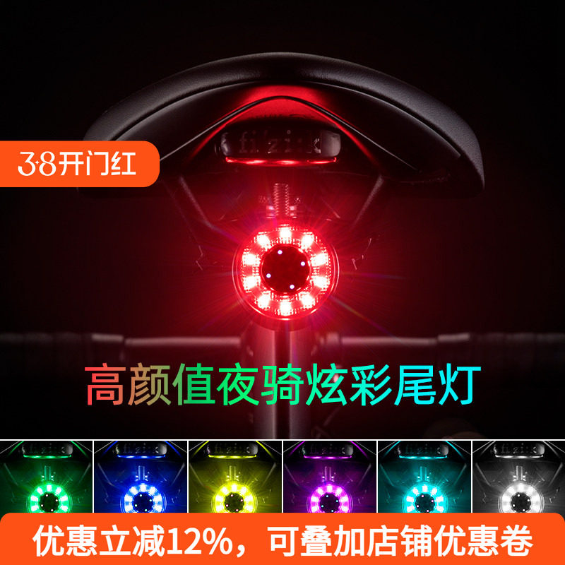 洛克兄弟自行车尾灯USB充电骑行安全夜骑警示公路山地车尾灯配件