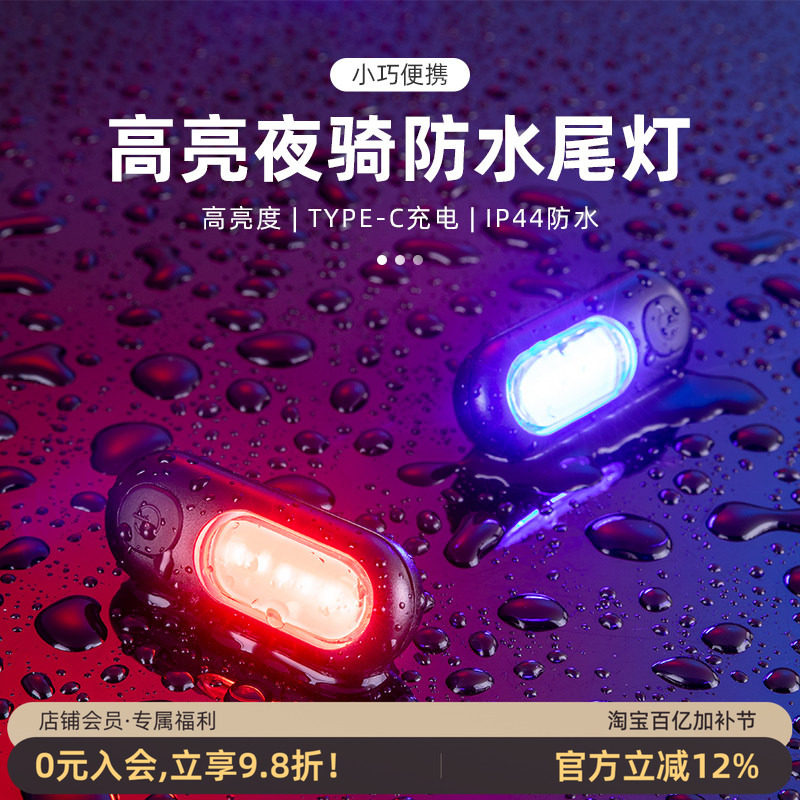 洛克兄弟自行车灯尾灯夜骑行警示灯山地公路车背包灯便携充电配件