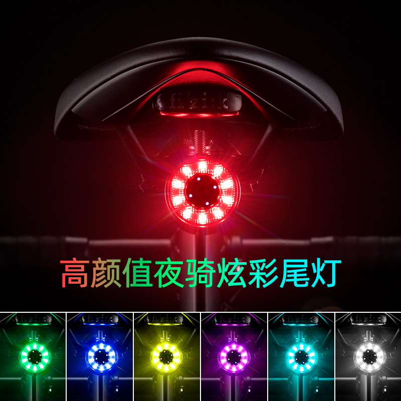 洛克兄弟自行车尾灯USB充电骑行安全夜骑警示公路山地车尾灯配件