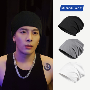 堆堆帽子男士秋冬针织网红美式冷帽女包头毛线帽潮黑色百搭头巾帽