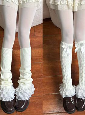 下摆蕾丝花边白色堆堆袜套两款组合Lolita少女小腿腿套