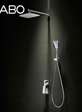 QC观博GABO暗装花洒入墙嵌入式淋浴套装黑色全铜预埋混水阀18H031