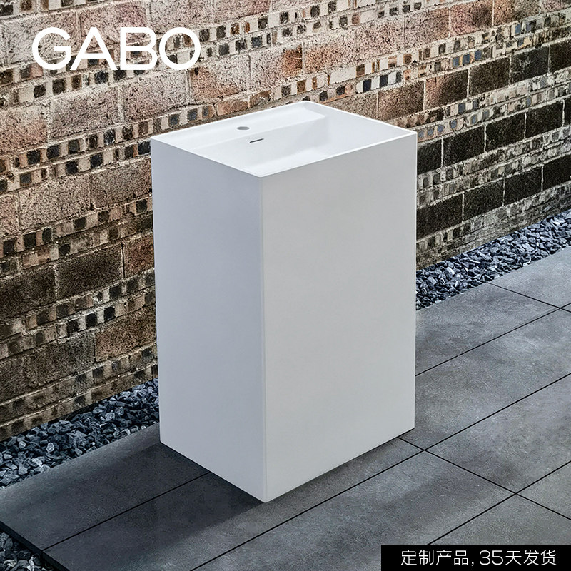 定制观博GABO 高分子人造石立柱盆落地式洗手洗面盆方形 K10252