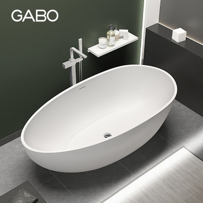 观博GABO 家用人造石浴缸羽质石独立式浴盆简约蛋形浴缸 QZ8668