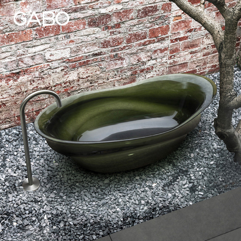 观博GABO 卫生间透明树脂浴缸酒店民宿彩色独立式浴缸1.8米 T8658