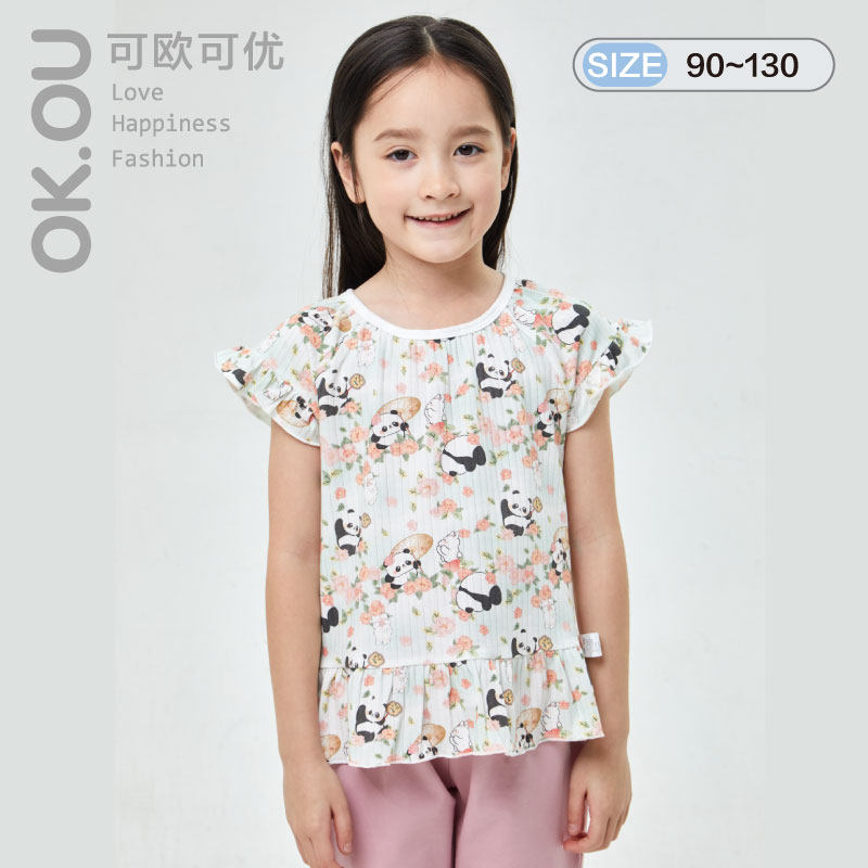 可欧可优OKOU短袖T恤女童t恤夏 丽家宝贝