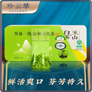 安吉白特级富硒99克 珍云萃2024明前新白茶茶叶有机绿茶铁盒装