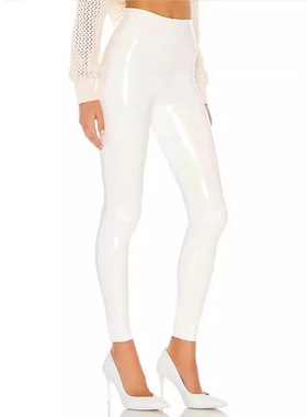 跨境亚马逊欧美白色皮裤女九分裤性感pu紧身修身夏季外贸热销