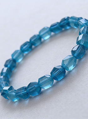 天然海蓝宝手链冰种魔鬼蓝随形手串招财转运男深蓝水晶女补水礼物