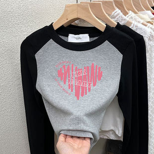 中大童韩版 插肩外穿打底衫 洋气百搭上衣 T恤2025春秋新款 女童长袖