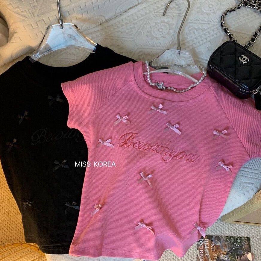 女童甜辣蝴蝶结短袖修身T恤时尚甜美坎肩短款上衣2026年夏季新款,童装/婴儿装/亲子装,T恤,淘宝优惠券,粉丝福利购,淘宝优惠卷