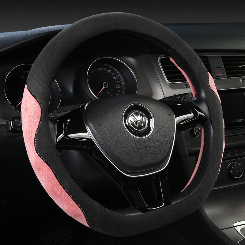 探岳高尔夫探歌探影皮大众CC翻毛皮方向盘套迈腾速腾宝来车D把套