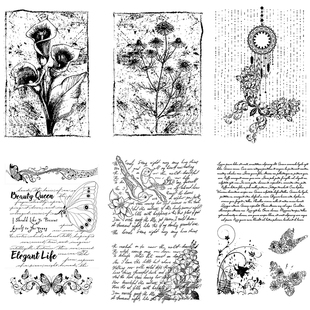 透明印章 Scrapbook 复古蝴蝶文字环保手账DIY相册装饰12月新款③