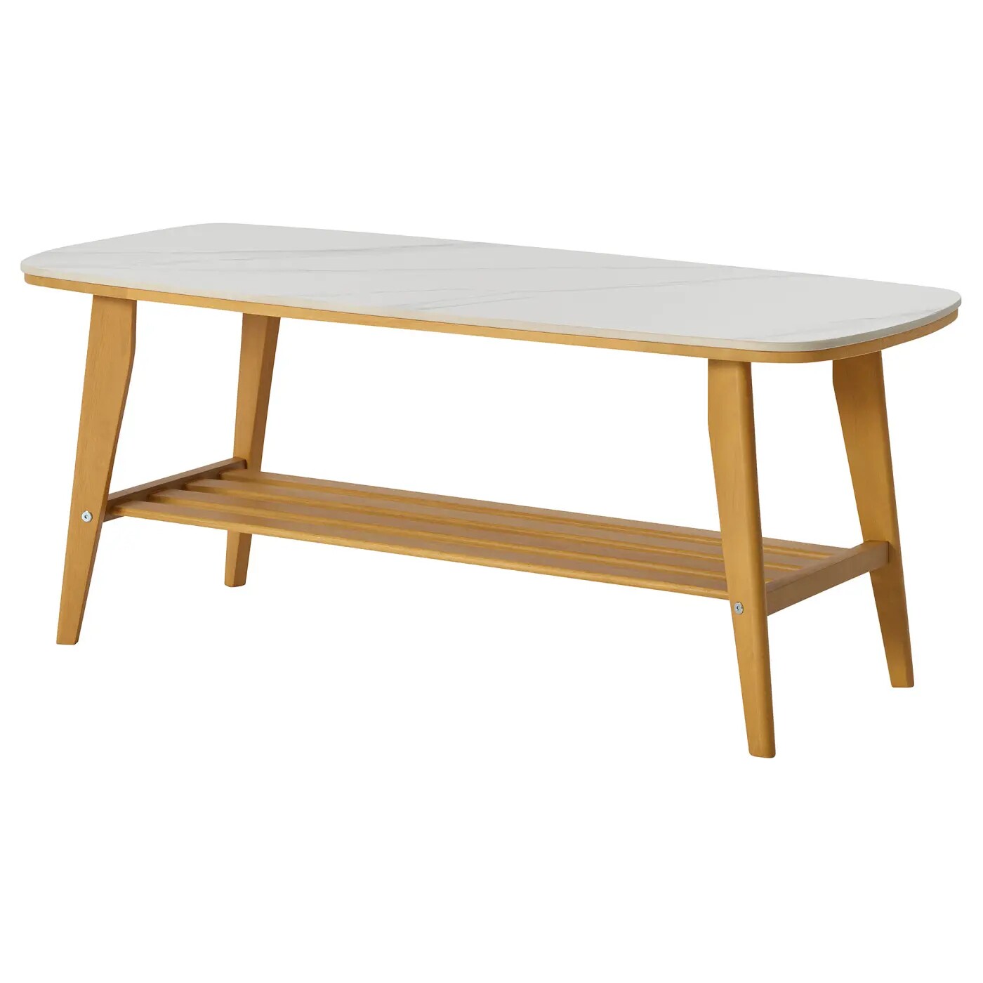 国内宜家代购普莱兹颇 茶几,浅褐色/高压瓷,120x55 厘米