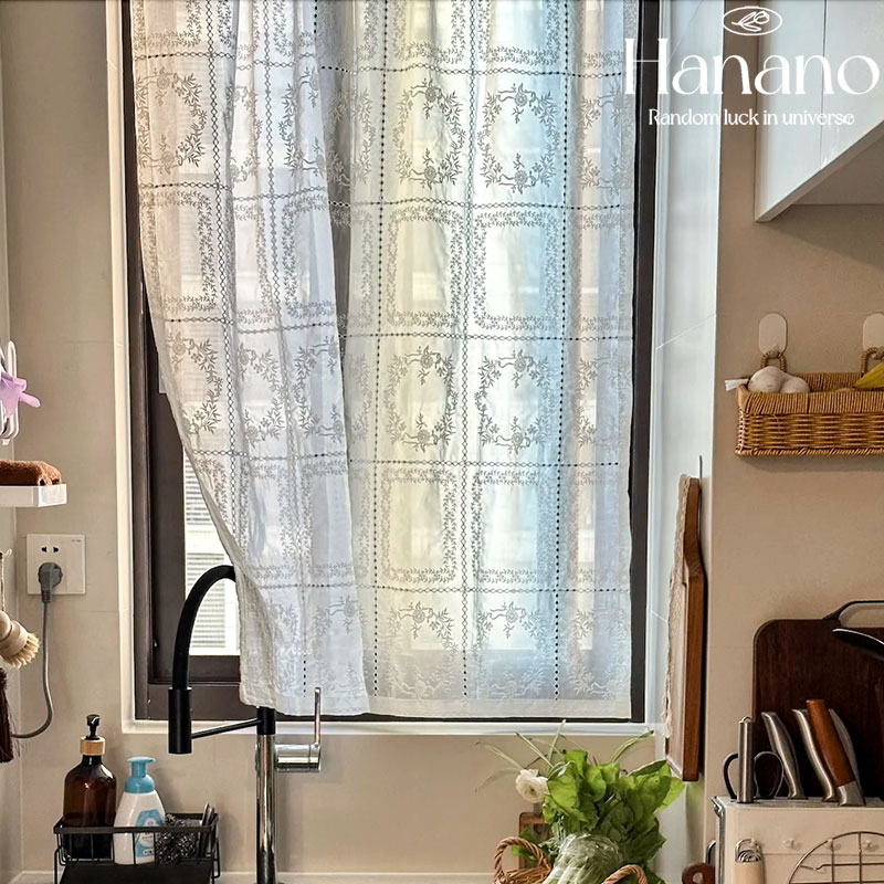 法式浮雕蕾丝刺绣纱帘门帘