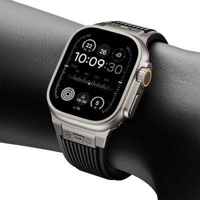适用Applewatchultra表带改装苹果手表iwatchs10手表带硅胶ultra2代不锈钢金属保护壳 7 8 9serieS10腕带46mm