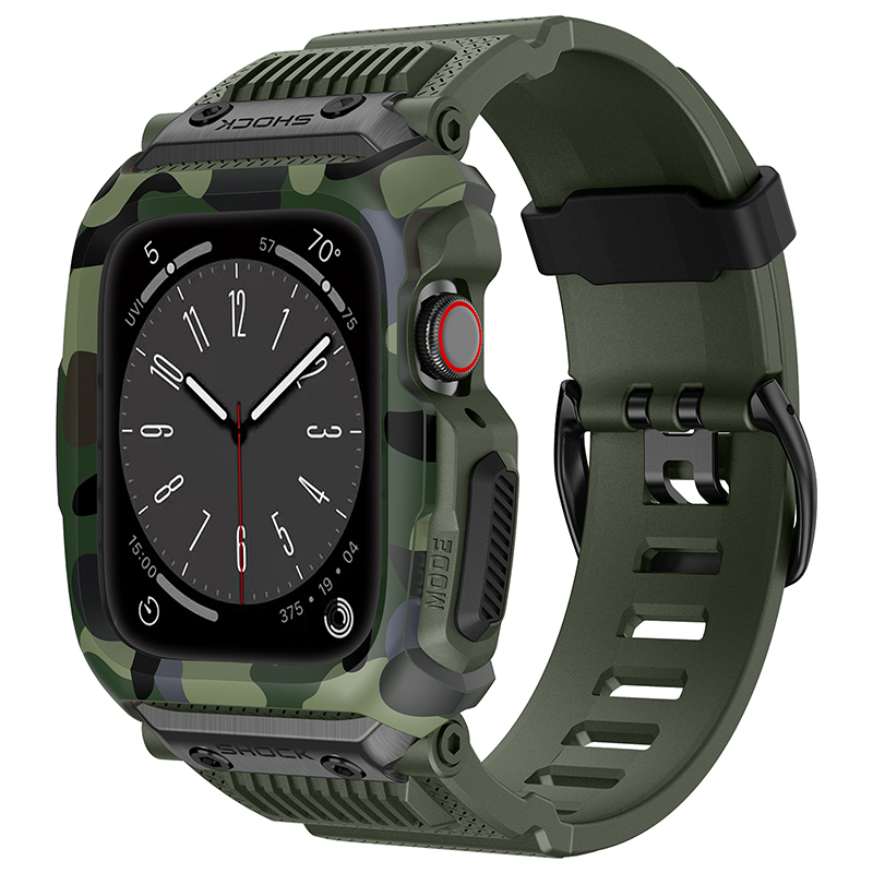 适用AppleWatch9一体表带星际迷彩AppleWatchS9金属表壳ultra2保护壳iWatch苹果手表带S8硅胶5壳套SE2创意S7