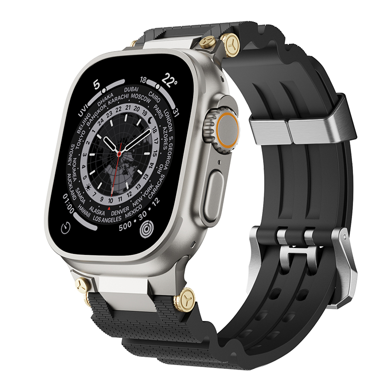 适用Series10手表带新款46mm改装applewatchultra2运动不锈钢接口软TPU苹果手表iwatch 6 7 8 9代金属s10硅胶
