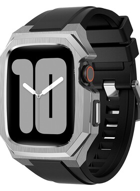 适用iWatch9表带AppleWatch7苹果手表带S8改装爱彼表壳ultra2一体保护壳套金属SE男iWatchSE潮牌WatchSE