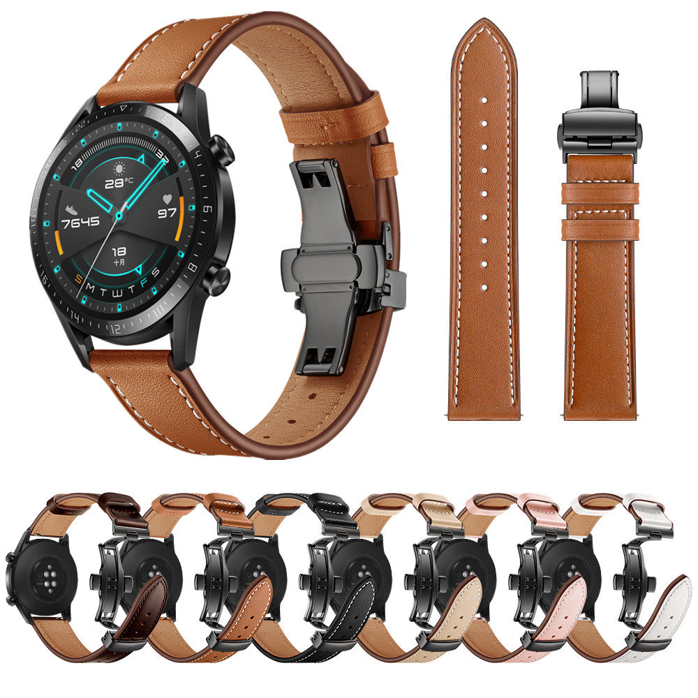 适用于华为手表gt表带gt2通用watch2pro真皮表链荣耀magic2代金属钢带