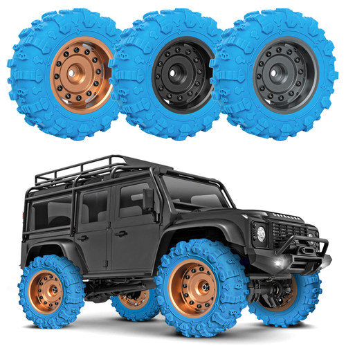 1.45寸攀爬车金属轮毂+JC胎红 蓝1/18 TRX4M 1/24 SCX24  #LF0042