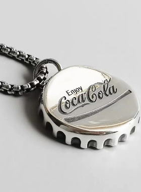 潮牌可乐瓶盖项链男女士长款ins风朋克嘻哈吊坠时尚复古潮酷饰品