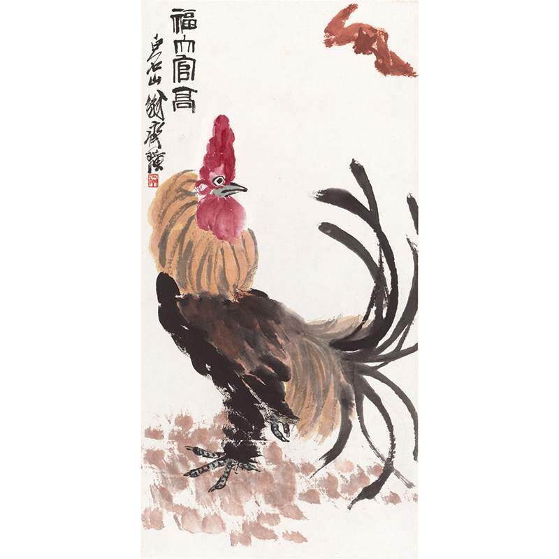 1:1齐白石福大官高写意大鸡图国画艺术微喷古代名画复制品装饰画