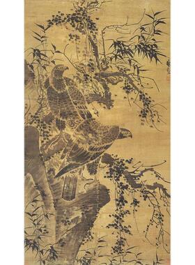 名画复制明代林良双鹰图国画写意水墨雄鹰艺术微喷教学临摹装饰画