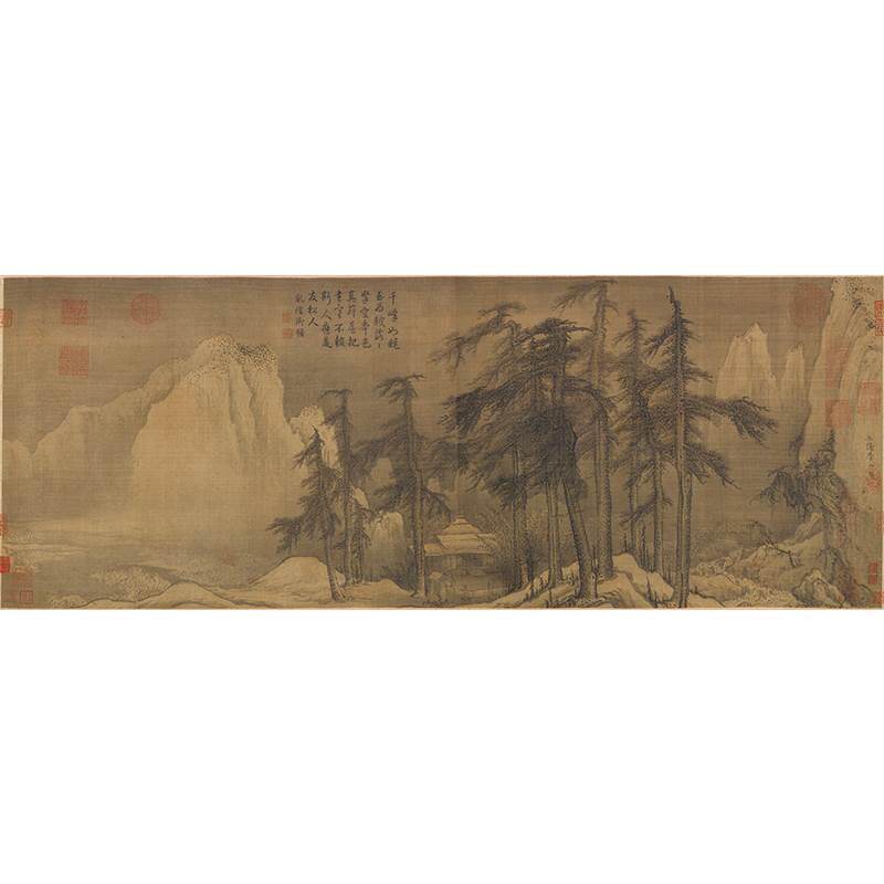 高清复刻金代李山风雪松杉图国画隐逸修心禅意山水艺术微喷装饰画