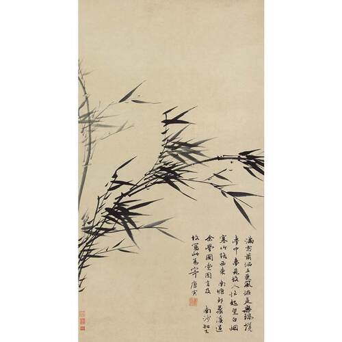 高清复刻唐寅伯虎风竹图