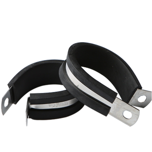 304不锈钢连胶条卡箍橡胶卡箍R型固定夹汽车线卡油管管夹电缆线夹