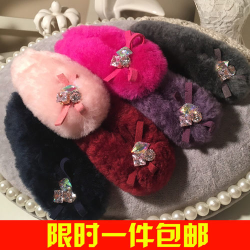 亮钻羊毛蝴蝶结边夹卡子