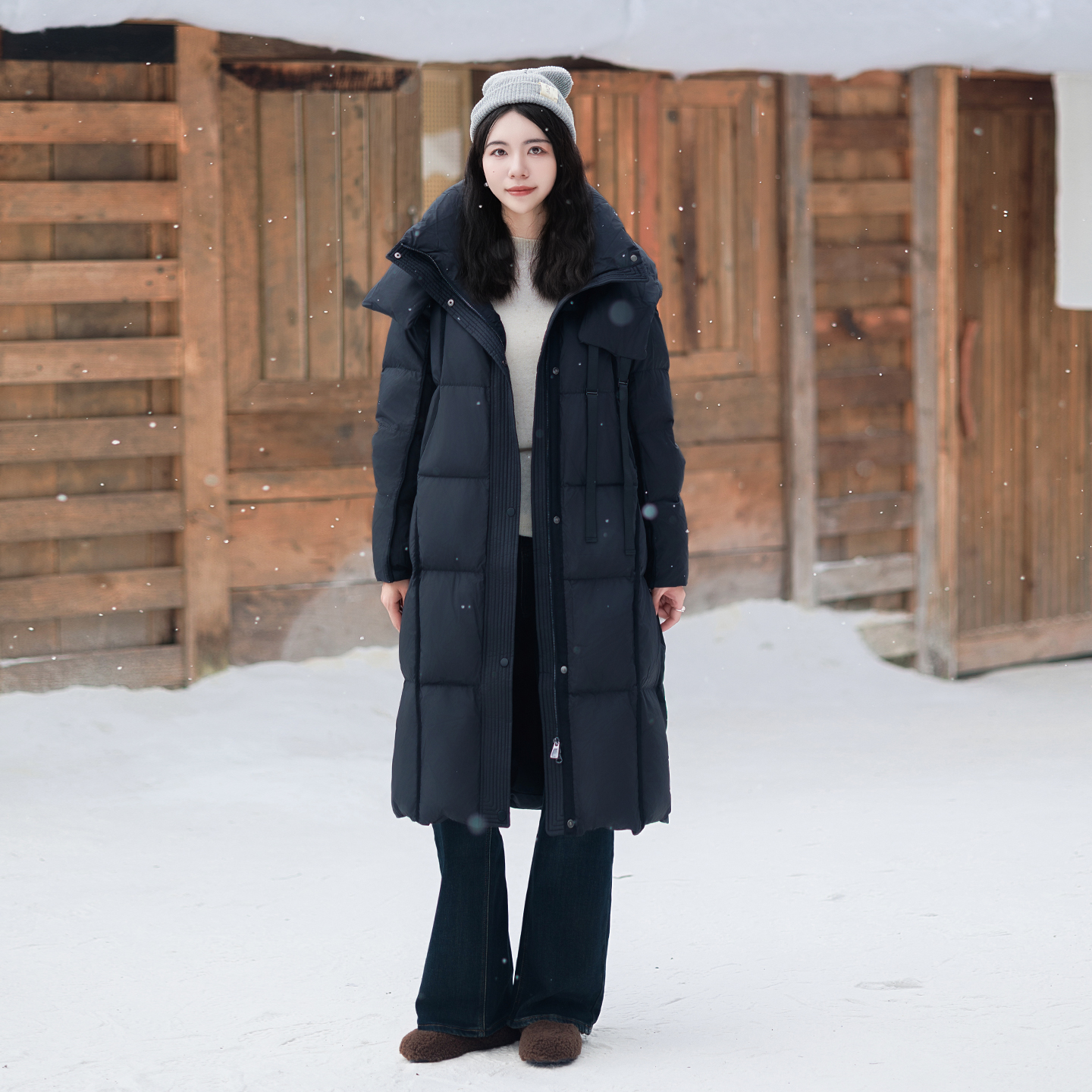 白鹅绒长款加厚过膝羽绒服