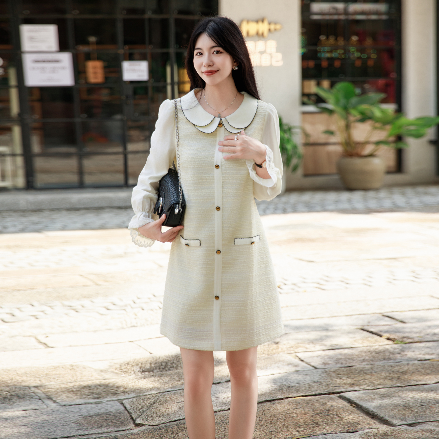 收腰显瘦高级感连衣裙女