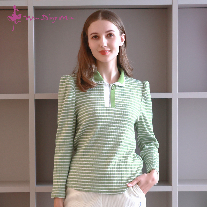 五丁目衣舍长袖条纹POLO领