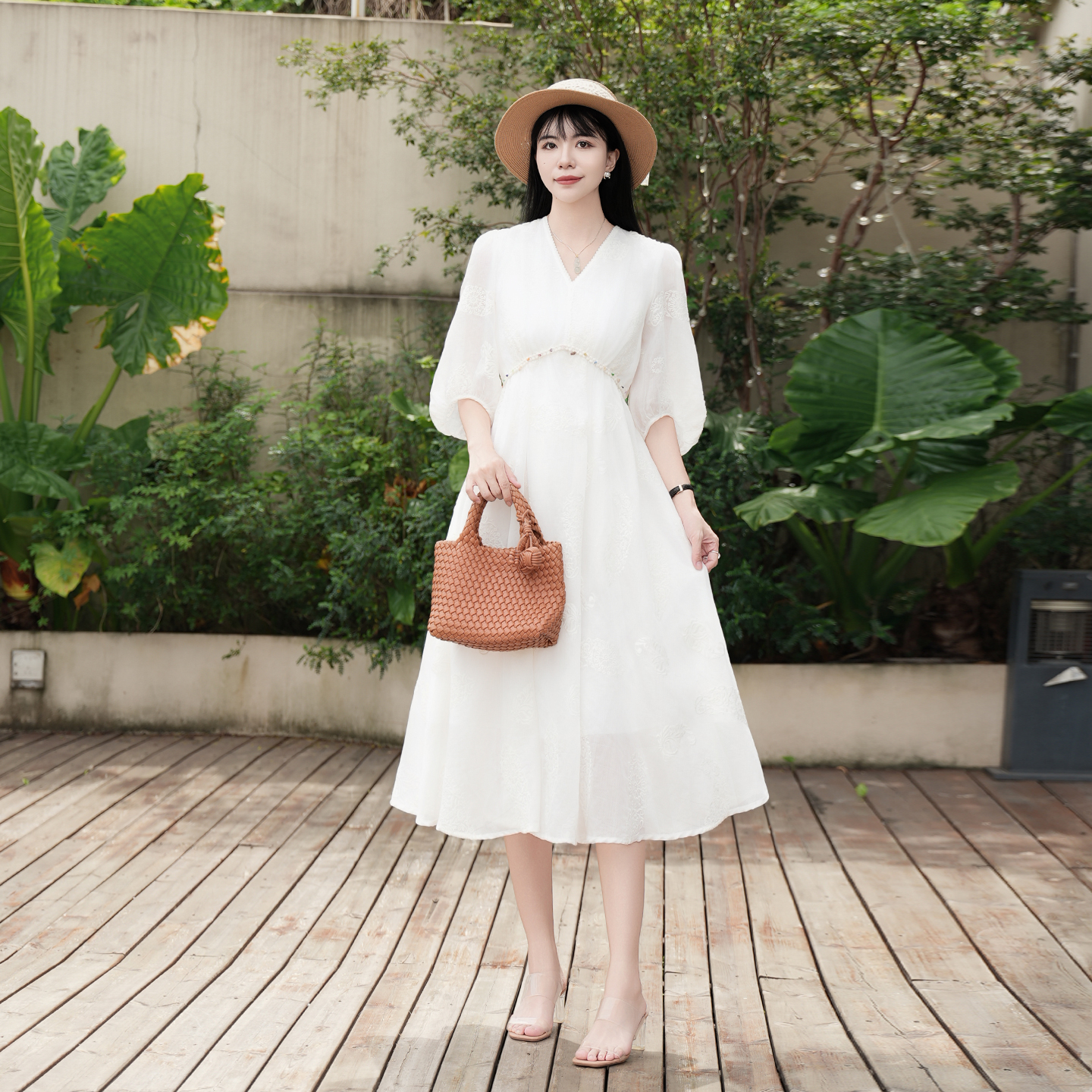 印花连衣裙女收腰显瘦