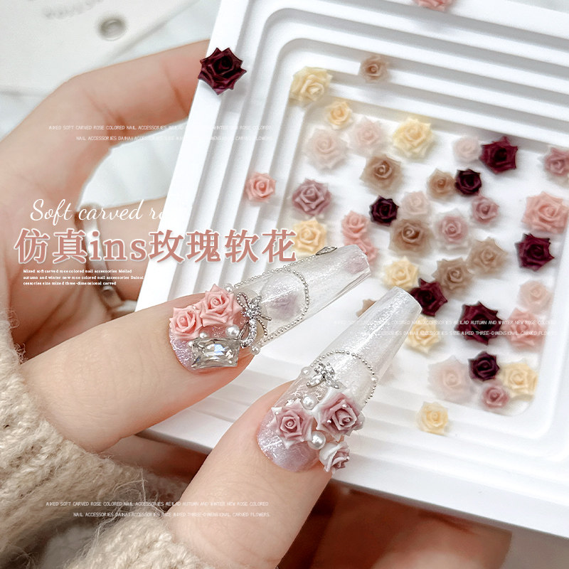 软玫瑰花ins美甲饰品爆款仿真山茶花软雕花指甲钻网红穿戴甲配饰,彩妆/香水/美妆工具,美甲工具,淘宝优惠券,粉丝福利购,淘宝优惠卷